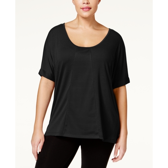 Js Collections Womens The Warm Up Plus Size Mesh T-Shirt Size 0X - Picture 2 of 2